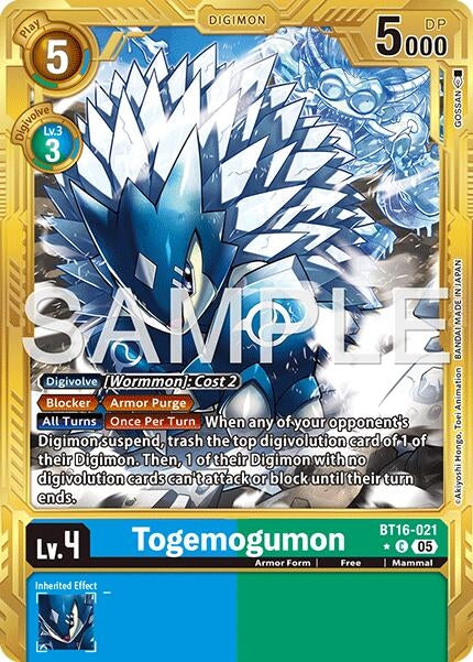Image for Togemogumon (Gold Border) (BT16-021 C) (Advanced Booster Digimon Generation) - Digimon Card Game