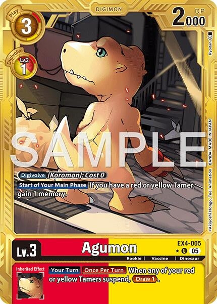 Image for Agumon - EX4-005 (Gold Border) (EX4-005 U) (Advanced Booster Digimon Generation) - Digimon Card Game