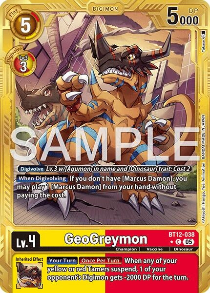 Image for GeoGreymon - BT12-038 (Gold Border) (BT12-038 C) (Advanced Booster Digimon Generation) - Digimon Card Game