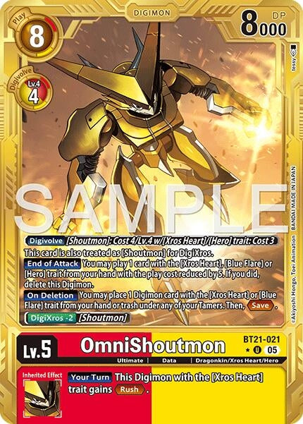 Image for OmniShoutmon (Gold Border) (BT21-021 U) (Advanced Booster Digimon Generation) - Digimon Card Game