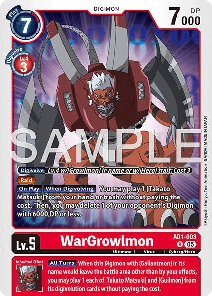 Image for WarGrowlmon - AD1-003 (AD1-003 R) (Advanced Booster Digimon Generation) - Digimon Card Game