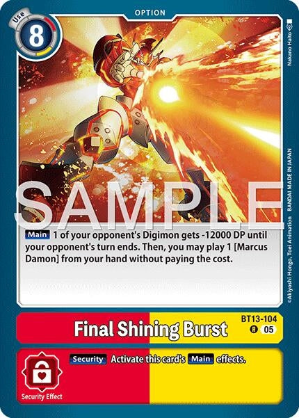 Image for Final Shining Burst (Reprint) (BT13-104 R) (Advanced Booster Digimon Generation) - Digimon Card Game