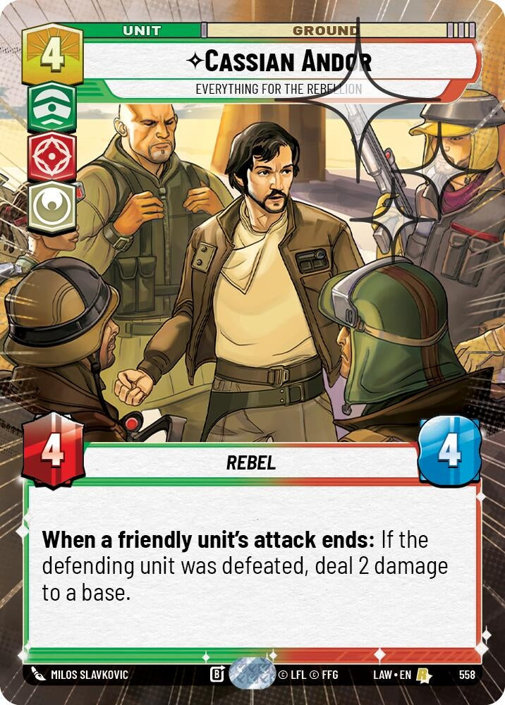 Image for Cassian Andor - Everything for the Rebellion (Hyperspace Foil) (558) (A Lawless Time) - Star Wars: Unlimited