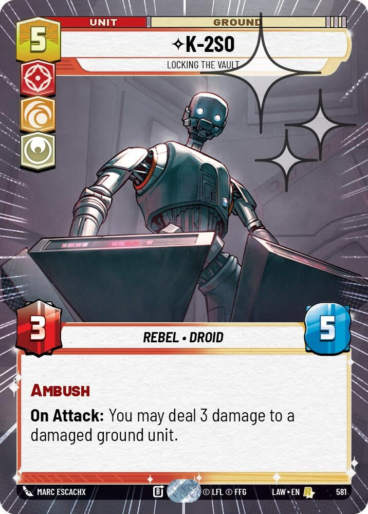 Image for K-2S0 - Locking the Vault (Hyperspace Foil) (581) (A Lawless Time) - Star Wars: Unlimited