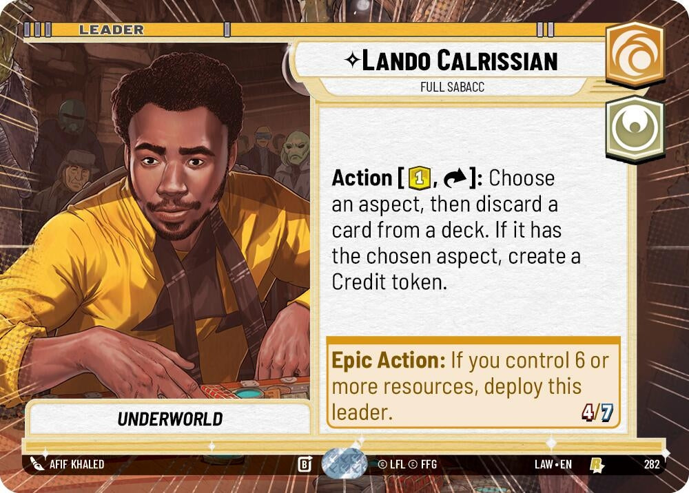 Image for Lando Calrissian - Full Sabacc (Hyperspace) (282) (A Lawless Time) - Star Wars: Unlimited