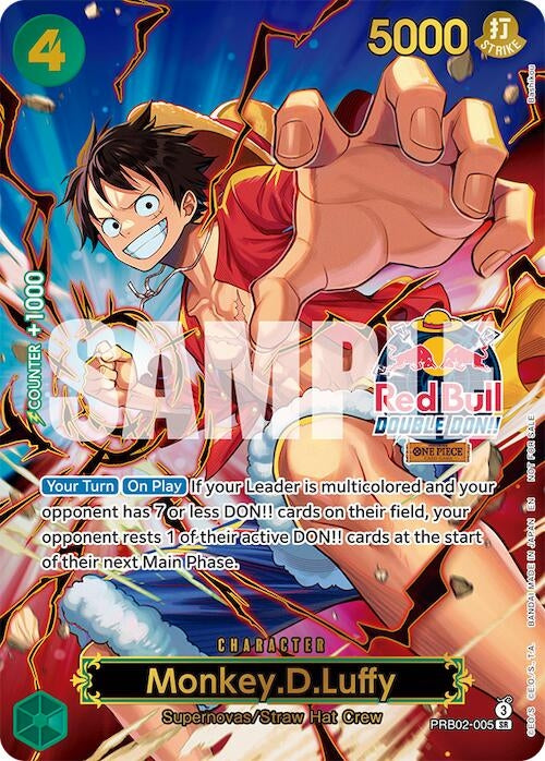 Image for Monkey.D.Luffy (Red Bull Double Don!!) (Winner) (Textured) (PRB02-005) (One Piece Promotion Cards) - One Piece Card Game