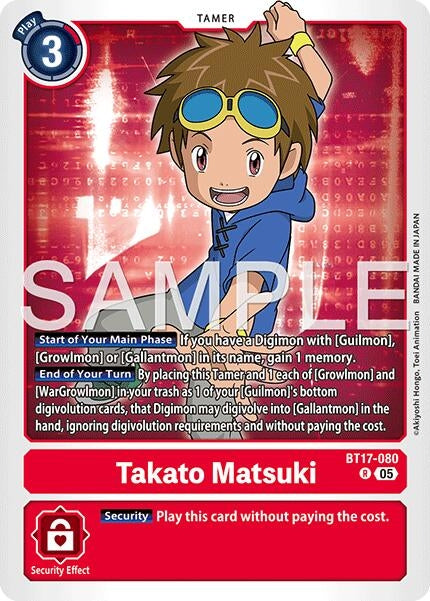 Image for Takato Matsuki - BT17-080 (Reprint) (BT17-080 R) (Advanced Booster Digimon Generation) - Digimon Card Game