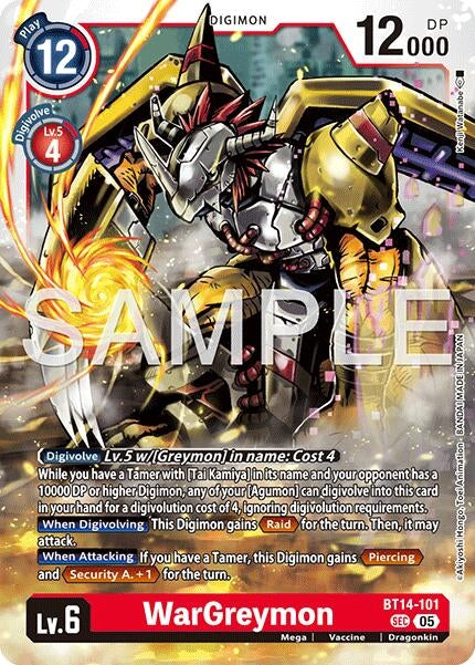 Image for WarGreymon - BT14-101 (Reprint) (BT14-101 SEC) (Advanced Booster Digimon Generation) - Digimon Card Game