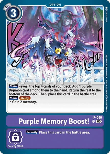 Image for Purple Memory Boost! (Reprint) (P-040 SR) (Advanced Booster Digimon Generation) - Digimon Card Game