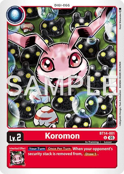 Image for Koromon - BT14-001 (Reprint) (BT14-001 U) (Advanced Booster Digimon Generation) - Digimon Card Game