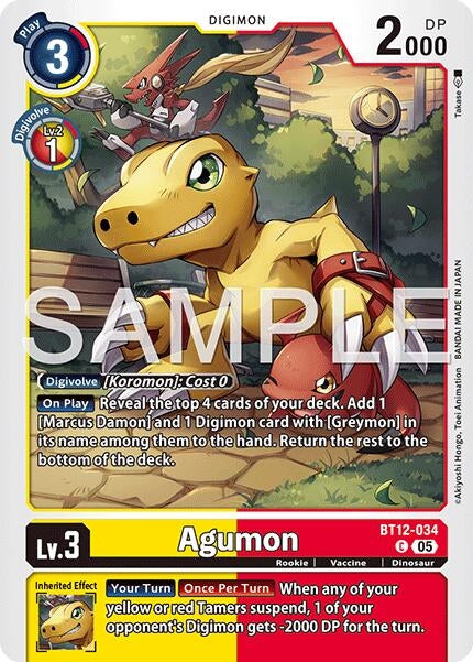 Image for Agumon - BT12-034 (Reprint) (BT12-034 C) (Advanced Booster Digimon Generation) - Digimon Card Game