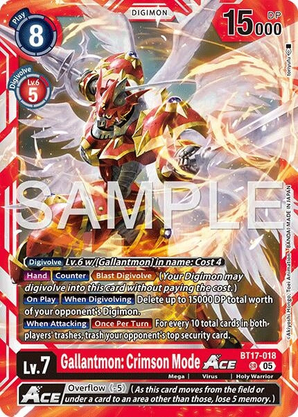 Image for Gallantmon: Crimson Mode ACE (Reprint) (BT17-018 SR) (Advanced Booster Digimon Generation) - Digimon Card Game