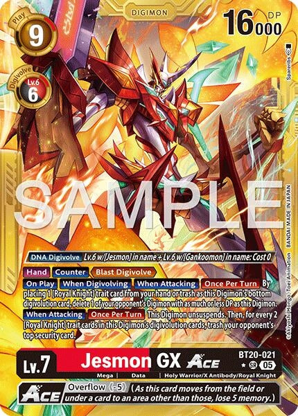 Image for Jesmon GX ACE (Gold Border) (BT20-021 SR) (Advanced Booster Digimon Generation) - Digimon Card Game