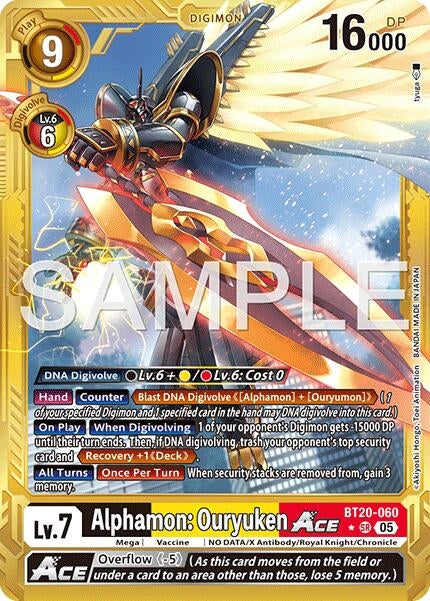 Image for Alphamon: Ouryuken ACE (Gold Border) (BT20-060 SR) (Advanced Booster Digimon Generation) - Digimon Card Game