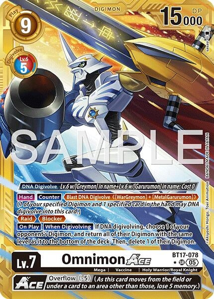 Image for Omnimon ACE (Gold Border) (BT17-078 SR) (Advanced Booster Digimon Generation) - Digimon Card Game