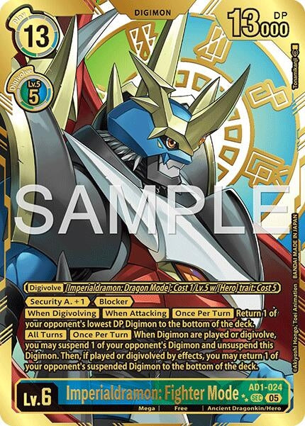 Image for Imperialdramon: Fighter Mode - AD1-024 (Rare Pull) (AD1-024 SEC) (Advanced Booster Digimon Generation) - Digimon Card Game