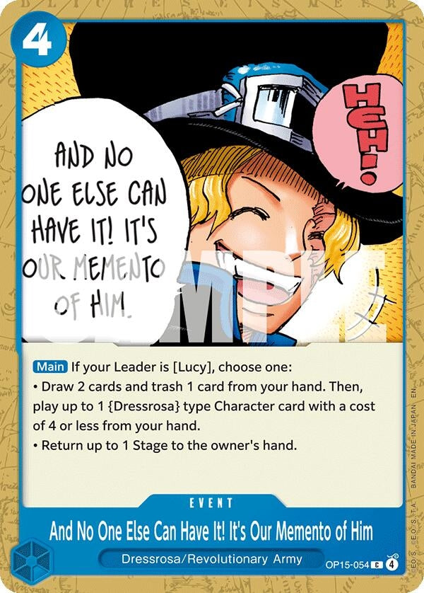 Image for And No One Else Can Have It! It's Our Memento of Him (OP15-054) (Adventure on Kami's Island) - One Piece Card Game