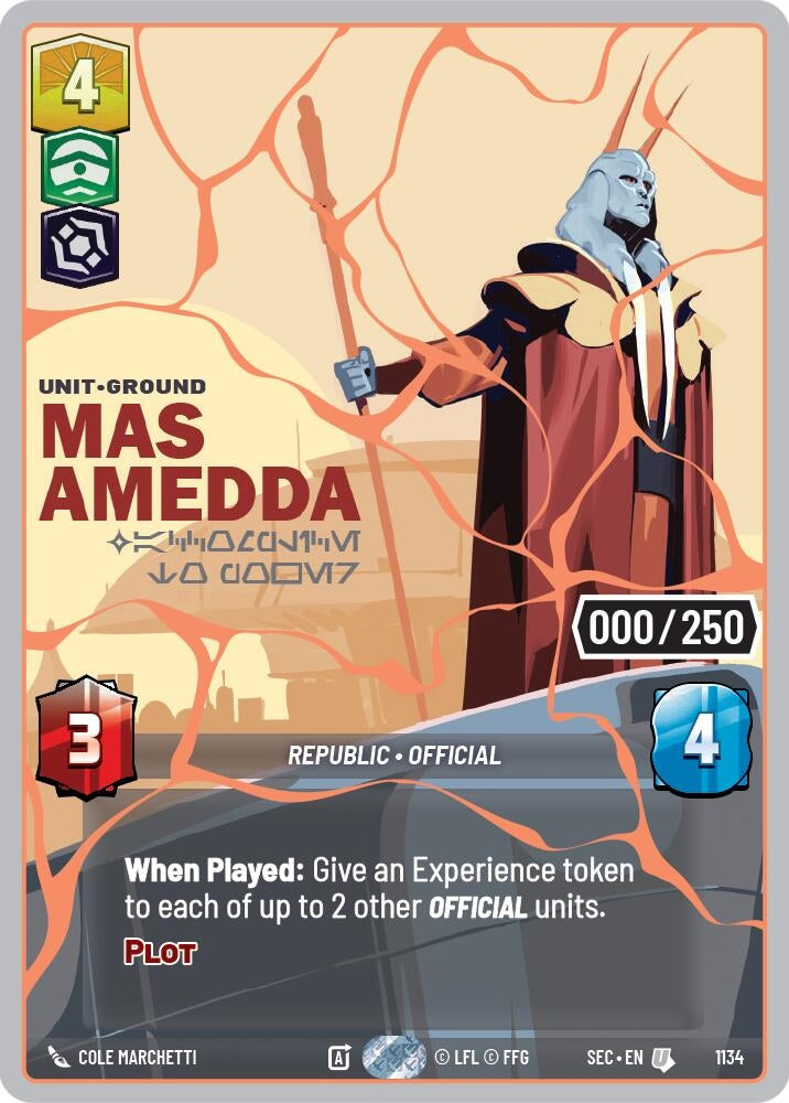 Image for Mas Amedda - Accomplice to Power (Serialized) (Rose Gold) (1134) (Secrets of Power) - Star Wars: Unlimited