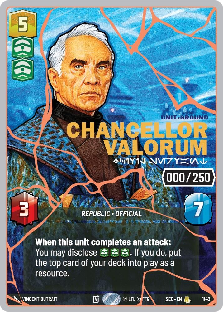 Image for Chancellor Valorum - Civil Servant (Serialized) (Rose Gold) (1142) (Secrets of Power) - Star Wars: Unlimited
