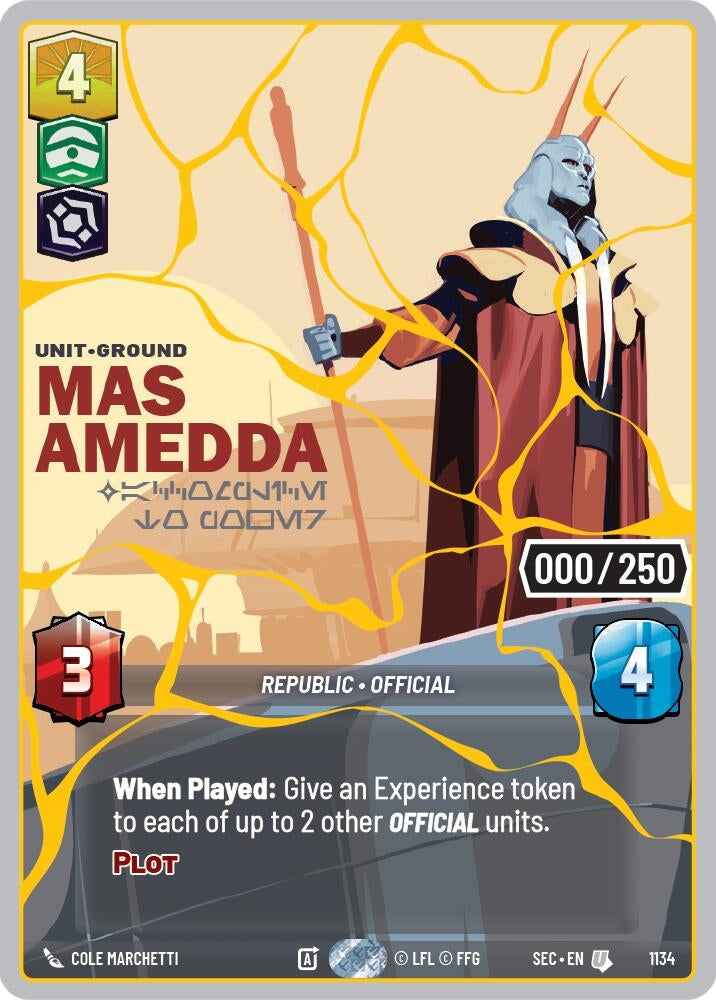 Image for Mas Amedda - Accomplice to Power (Serialized) (Gold) (1134) (Secrets of Power) - Star Wars: Unlimited