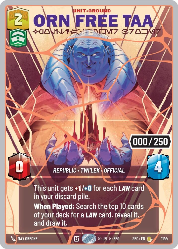 Image for Orn Free Taa - Political Power Broker (Serialized) (Gold) (1144) (Secrets of Power) - Star Wars: Unlimited