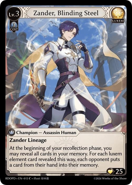 Image for Zander, Blinding Steel (Extended Art) (015) (Radiant Origins: Pantheon) - Grand Archive TCG