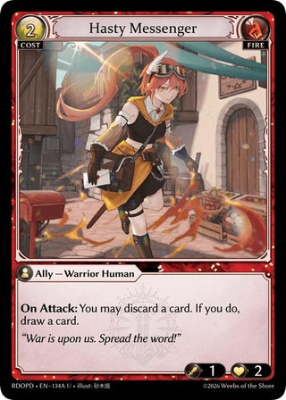 Image for Hasty Messenger (134A) (134A) (Radiant Origins: Pantheon) - Grand Archive TCG
