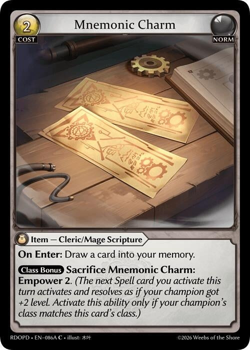 Image for Mnemonic Charm (86A) (086A) (Radiant Origins: Pantheon) - Grand Archive TCG
