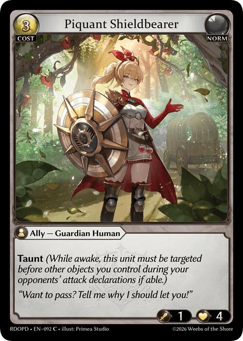 Image for Piquant Shieldbearer (092) (Radiant Origins: Pantheon) - Grand Archive TCG