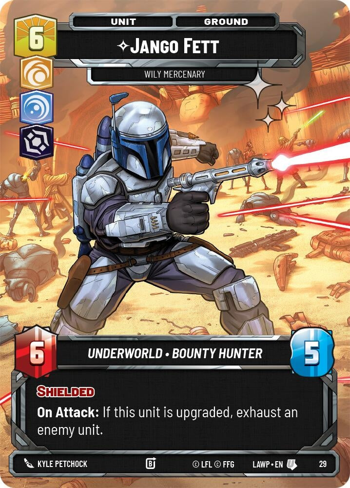 Image for Jango Fett - Wily Mercenary (Foil) (29) (A Lawless Time - Weekly Play Promos) - Star Wars: Unlimited