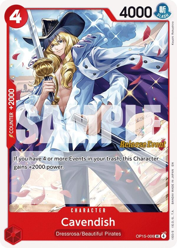 Image for Cavendish (OP15-006) (Adventure on Kami's Island Release Event Cards) - One Piece Card Game
