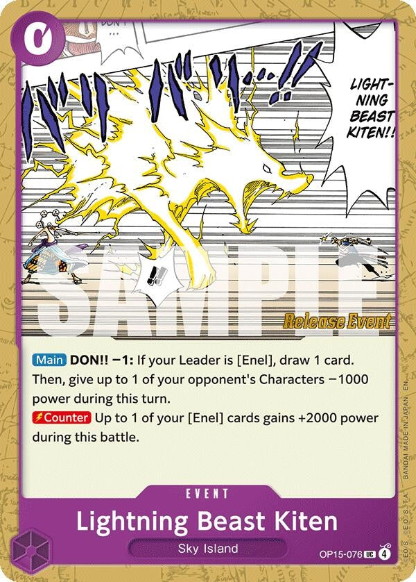 Image for Lightning Beast Kiten (OP15-076) (Adventure on Kami's Island Release Event Cards) - One Piece Card Game