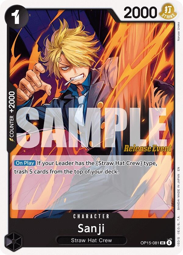Image for Sanji (OP15-081) (OP15-081) (Adventure on Kami's Island Release Event Cards) - One Piece Card Game