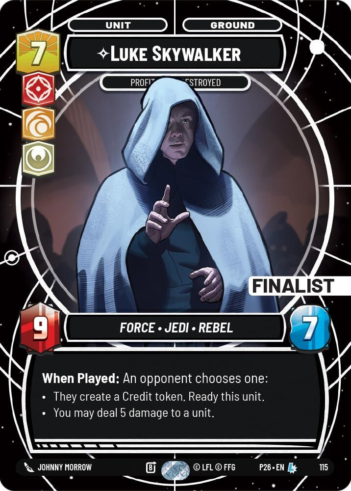 Image for Luke Skywalker - Profit or Be Destroyed (Finalist) (115) (Sector and Regional Promos: Season 1) - Star Wars: Unlimited