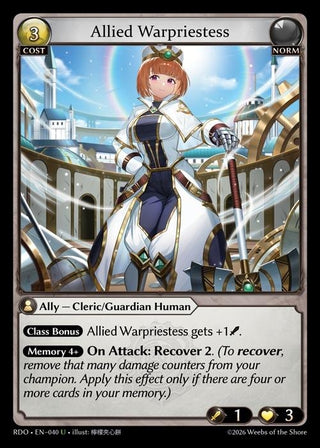 Image for Allied Warpriestess (040) (Radiant Origins) - Grand Archive TCG