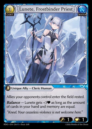 Image for Lunete, Frostbinder Priest (236) (Radiant Origins) - Grand Archive TCG