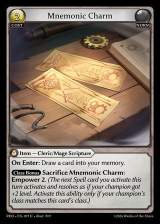 Image for Mnemonic Charm (097) (Radiant Origins) - Grand Archive TCG