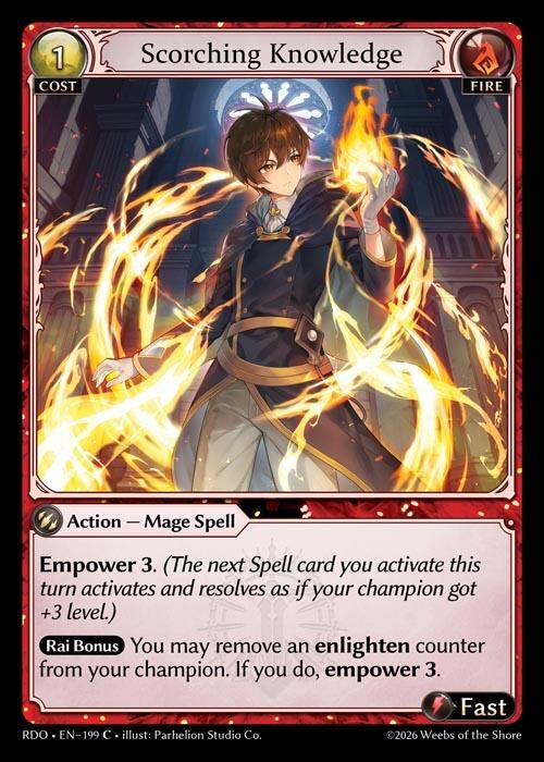 Image for Scorching Knowledge (Curio Foil) (199) (Radiant Origins) - Grand Archive TCG