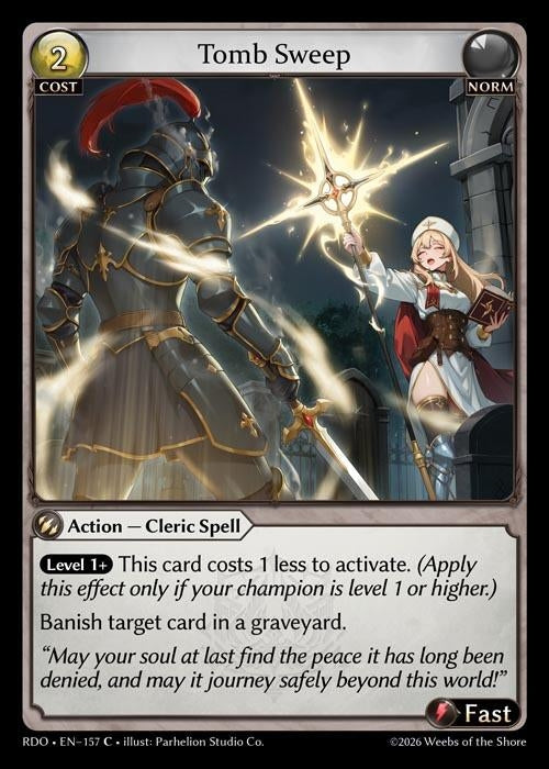 Image for Tomb Sweep (Curio Foil) (157) (Radiant Origins) - Grand Archive TCG