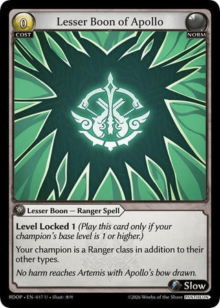 Image for Lesser Boon of Apollo (017) (Radiant Origins: Pantheon) - Grand Archive TCG
