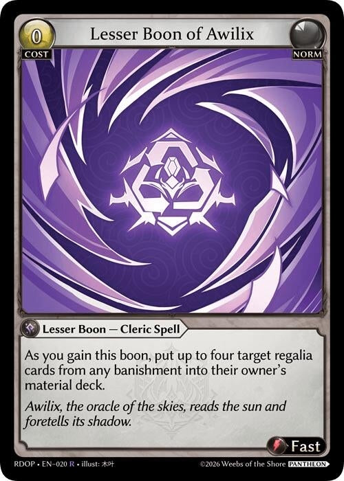Image for Lesser Boon of Awilix (020) (Radiant Origins: Pantheon) - Grand Archive TCG