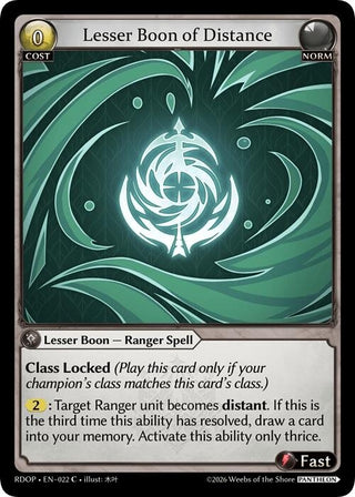 Image for Lesser Boon of Distance (022) (Radiant Origins: Pantheon) - Grand Archive TCG