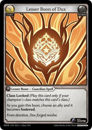 Image for Lesser Boon of Dux (023) (Radiant Origins: Pantheon) - Grand Archive TCG