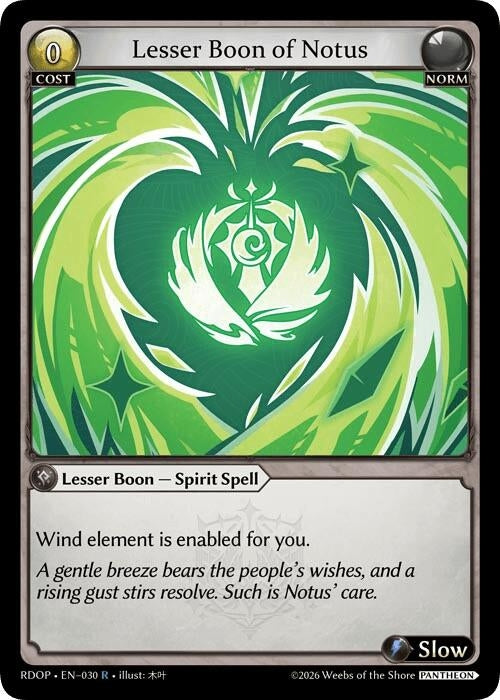 Image for Lesser Boon of Notus (030) (Radiant Origins: Pantheon) - Grand Archive TCG
