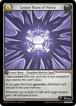Image for Lesser Boon of Nuwa (031) (Radiant Origins: Pantheon) - Grand Archive TCG