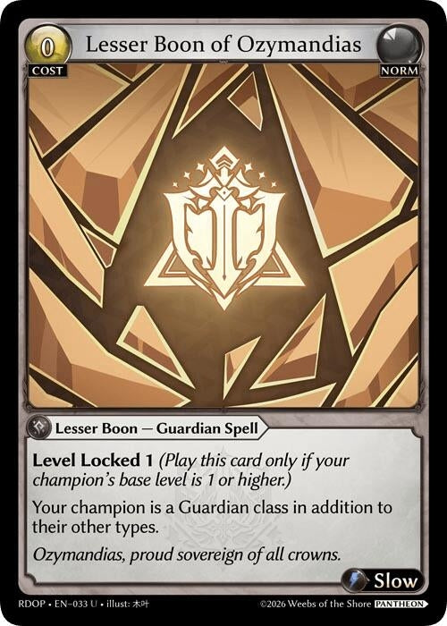 Image for Lesser Boon of Ozymandias (033) (Radiant Origins: Pantheon) - Grand Archive TCG