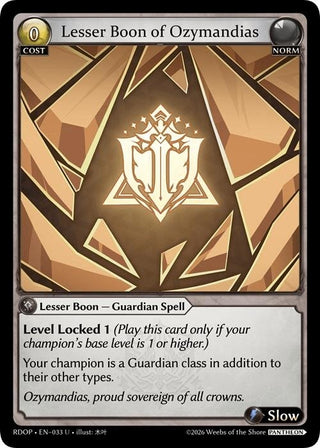 Image for Lesser Boon of Ozymandias (033) (Radiant Origins: Pantheon) - Grand Archive TCG