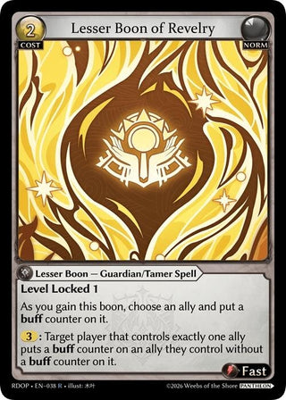 Image for Lesser Boon of Revelry (038) (Radiant Origins: Pantheon) - Grand Archive TCG