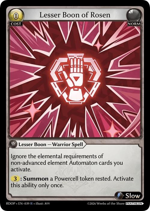 Image for Lesser Boon of Rosen (039) (Radiant Origins: Pantheon) - Grand Archive TCG
