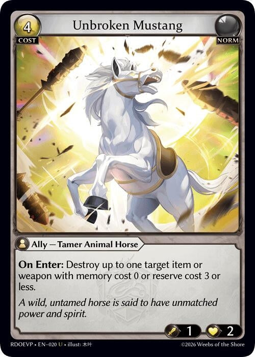 Image for Unbroken Mustang (020) (Radiant Origins Event Pack) - Grand Archive TCG